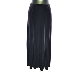 Y2K Coldwater Creek Black Velvet Maxi Skirt Size Small